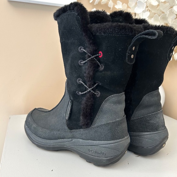 Columbia Mid-Calf Black Suede Delancey Boots Water Resistant Womens Size 7 - Picture 6 of 14
